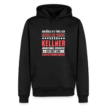 Ich führe Selbstgespräche - Kellner Edition - Männer Premium Bio Hoodie - Schwarz - Vorne - Nico (187cm)