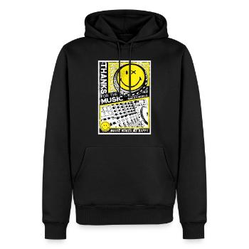 Smiley pour les mélomanes avec mixeur Dj - Sweat à capuche Premium bio Homme - noir - Devant - Nico (187cm)