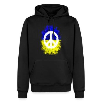 Paix Ukraine - Sweat à capuche Premium bio Homme - noir - Devant - Nico (187cm)