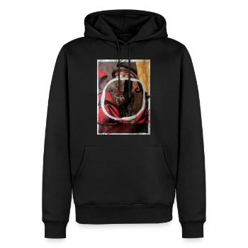 ÜBER ETWAS HINAUS. 2020 von Massimiliano Sbrescia - Männer Premium Bio Hoodie - Schwarz - Vorne - Nico (187cm)