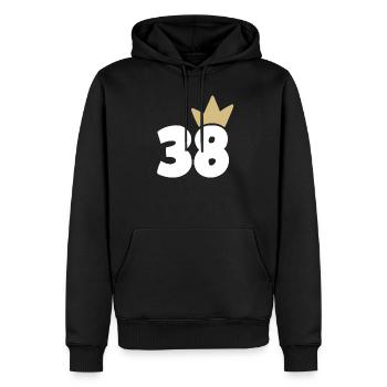 38 Krone Nummer 38 - Männer Premium Bio Hoodie - Schwarz - Vorne - Nico (187cm)