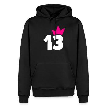 13 Krone Girl 13 - Männer Premium Bio Hoodie - Schwarz - Vorne - Nico (187cm)