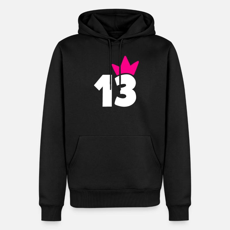 13 Krone Fille 13 - Sweat à capuche Premium bio Homme - noir