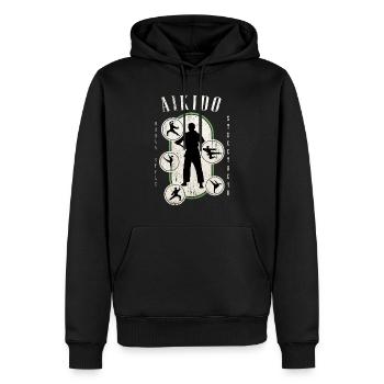 Aïkido Arts Martiaux Arts Martiaux Combattant Vintage Rétro - Sweat à capuche Premium bio Homme - noir - Devant - Nico (187cm)