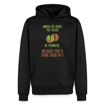When life gives you kiwis lustiger Früchte Spruch - Männer Premium Bio Hoodie - Schwarz - Vorne - Nico (187cm)