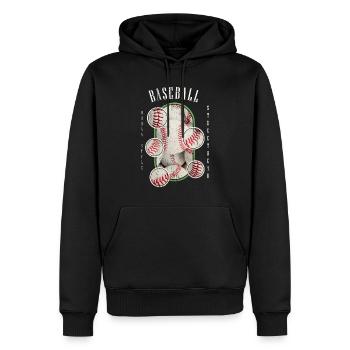 Baseball Ball Spieler USA Sport Vintage Retro - Männer Premium Bio Hoodie - Schwarz - Vorne - Nico (187cm)