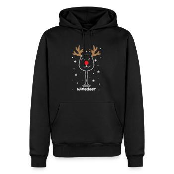 Winedeer Reindeer Funny Wine Saying Christmas - Men’s Premium Organic Hoodie - black - Front - Nico (187cm)