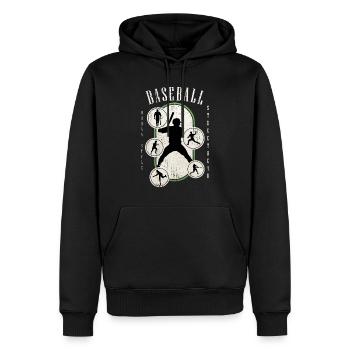 Baseball Baseballspieler USA Sport Vintage Retro - Männer Premium Bio Hoodie - Schwarz - Vorne - Nico (187cm)