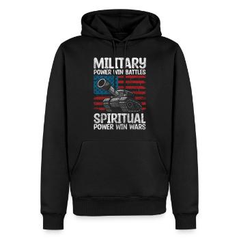 Véhicule de combat de guerre - Sweat à capuche Premium bio Homme - noir - Devant - Nico (187cm)