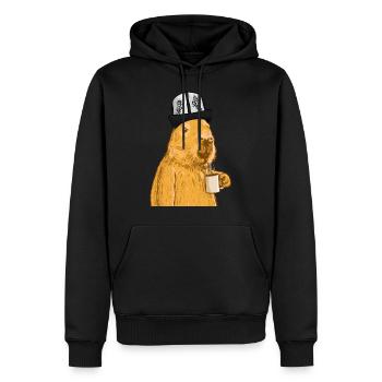 Capybara mit lustigem Hut und Kaffee - Männer Premium Bio Hoodie - Schwarz - Vorne - Nico (187cm)