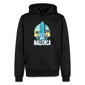 Majorca Palm Surfing Spain Island Summer Party - Men’s Premium Organic Hoodie - black - Front - Nico (187cm)