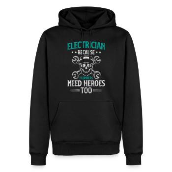 Electricité Hommes Watt Lightning - Sweat à capuche Premium bio Homme - noir - Devant - Nico (187cm)