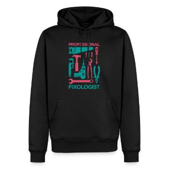 Professionel fixolog - Herre Premium økologisk hoodie - sort - Foran - Nico (187cm)