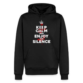 Keep Calm graphic - Men’s Premium Organic Hoodie - black - Front - Nico (187cm)