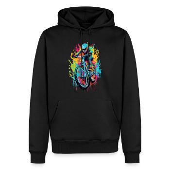 Descente VTT - Sweat à capuche Premium bio Homme - noir - Devant - Nico (187cm)