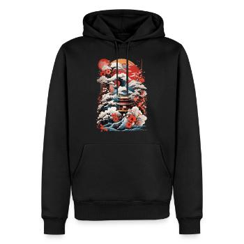 Japanischer Bergblüten-Schnee - Männer Premium Bio Hoodie - Schwarz - Vorne - Nico (187cm)