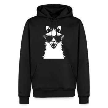 Funny Llama Wearing Sunglasses Cool Llamas - Men’s Premium Organic Hoodie - black - Front - Nico (187cm)