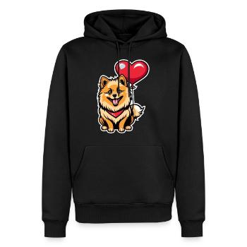Zwergspitz Herz - Valentinstag - Männer Premium Bio Hoodie - Schwarz - Vorne - Nico (187cm)