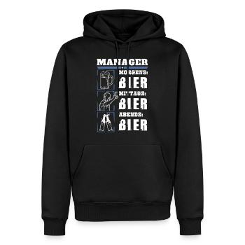 Mon quotidien de manager - Sweat à capuche Premium bio Homme - noir - Devant - Nico (187cm)