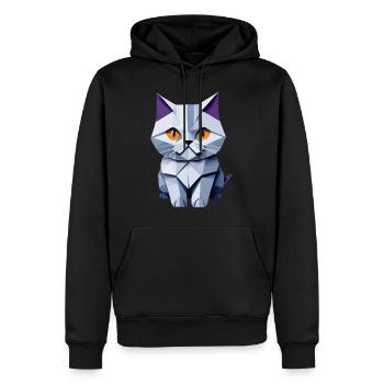 British Shorthair Cat Origami - Men’s Premium Organic Hoodie - black - Front - Nico (187cm)