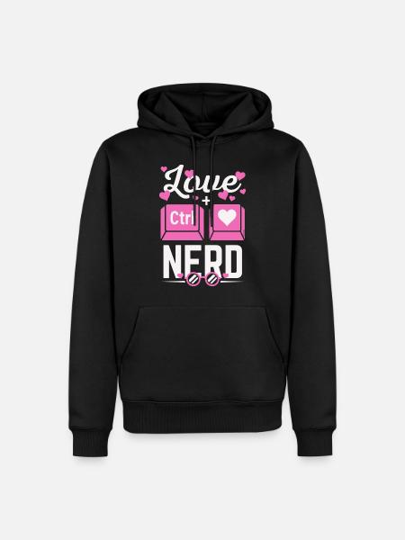 Love Nerd CTRL - Heart - Men’s Premium Organic Hoodie - black