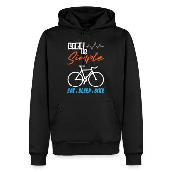 Life Is Simple Eat Sleep Bike - Männer Premium Bio Hoodie - Schwarz - Vorne - Nico (187cm)