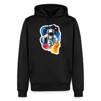 Aquarelle d’astronaute Aquarelle - Sweat à capuche Premium bio Homme - noir - Devant - Nico (187cm)