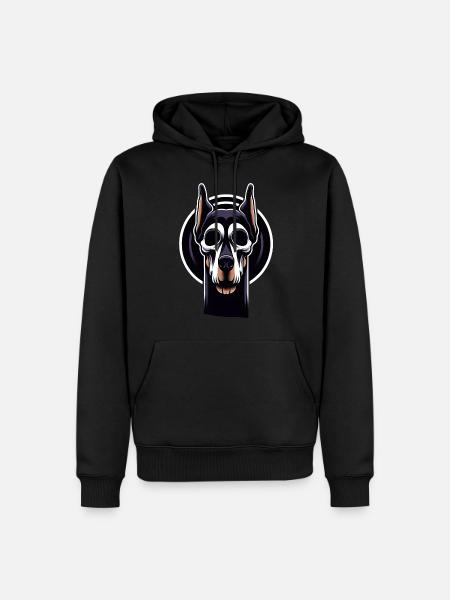 Neon Doberman Skull Edge - Men’s Premium Organic Hoodie - black