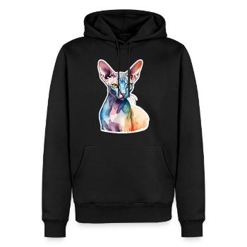 Sphynx Katze Wasserfarben - Männer Premium Bio Hoodie - Schwarz - Vorne - Nico (187cm)