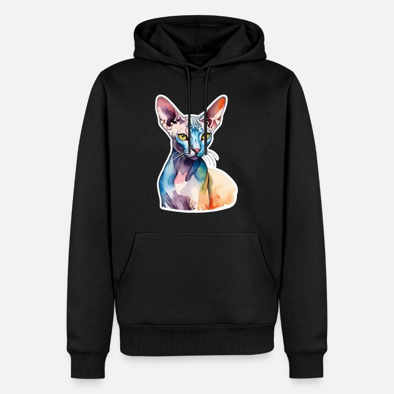 Sphynx Chat Aquarelles - Sweat à capuche Premium bio Homme - noir