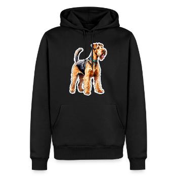Airedale Terrier Aquarelle - Sweat à capuche Premium bio Homme - noir - Devant - Nico (187cm)