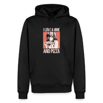 Ich liebe Anime und Pizza - Manga Stil - Männer Premium Bio Hoodie - Schwarz - Vorne - Nico (187cm)