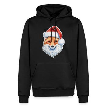 Renard Noël Aquarelles - Sweat à capuche Premium bio Homme - noir - Devant - Nico (187cm)