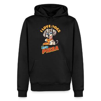Chien J’Aime Les Chiens Et La Pizza Drôle Drôle Humour - Sweat à capuche Premium bio Homme - noir - Devant - Nico (187cm)