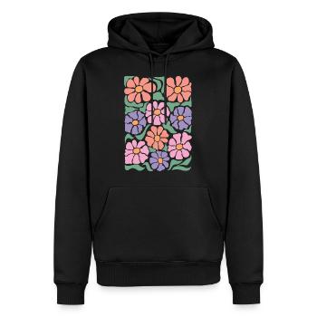 Fleurs de flore bohème - Sweat à capuche Premium bio Homme - noir - Devant - Nico (187cm)