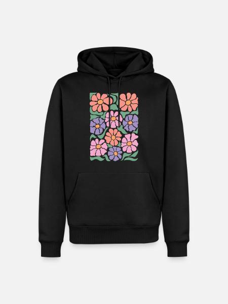 Boho Flora Flowers - Men’s Premium Organic Hoodie - black