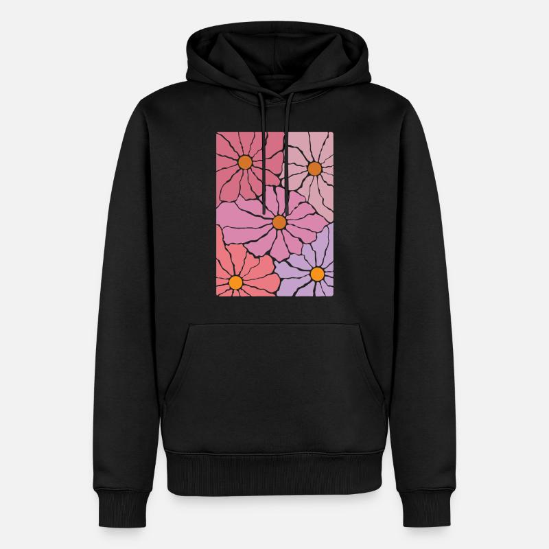 Boho Flora Blumen - Männer Premium Bio Hoodie - Schwarz