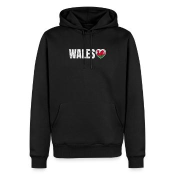 Wales - Männer Premium Bio Hoodie - Schwarz - Vorne - Nico (187cm)
