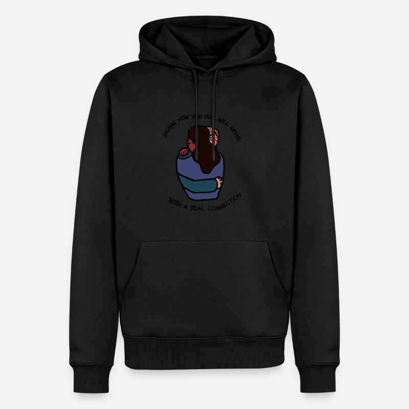 Echte Verbindung - Männer Premium Bio Hoodie - Schwarz