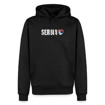 Serbie - Sweat à capuche Premium bio Homme - noir - Devant - Nico (187cm)