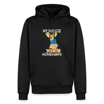 The budgie ate my homework - Men’s Premium Organic Hoodie - black - Front - Nico (187cm)
