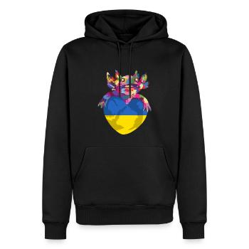 Drapeau de l’Ukraine Vintage Drapeau ukrainien d’occasion Look - Sweat à capuche Premium bio Homme - noir - Devant - Nico (187cm)