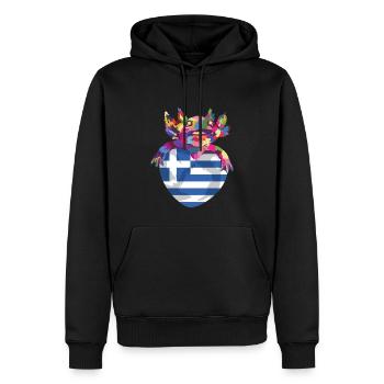 Grèce Drapeau Hellas Athènes Drapeau grec - Sweat à capuche Premium bio Homme - noir - Devant - Nico (187cm)