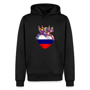 Drapeau de russie Vintage Drapeau russe d’occasion Look - Sweat à capuche Premium bio Homme - noir - Devant - Nico (187cm)