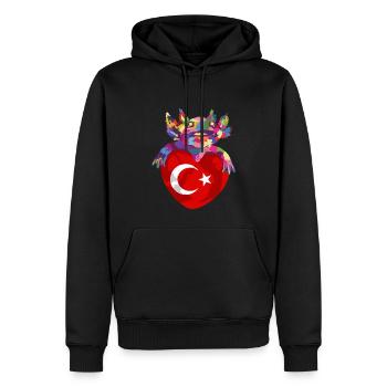 Türkei Flagge Used Look Türkische Fahne Vintage - Männer Premium Bio Hoodie - Schwarz - Vorne - Nico (187cm)