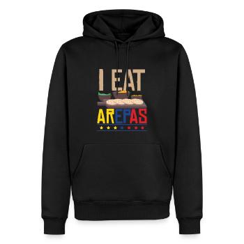 Je mange des arepas - Sweat à capuche Premium bio Homme - noir - Devant - Nico (187cm)