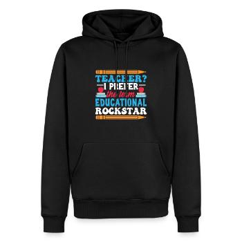 Drôle de professeur d’humour à l’école - Sweat à capuche Premium bio Homme - noir - Devant - Nico (187cm)