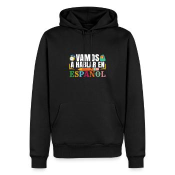 Professeur de classe d’espagnol Ecole Bilingue - Sweat à capuche Premium bio Homme - noir - Devant - Nico (187cm)