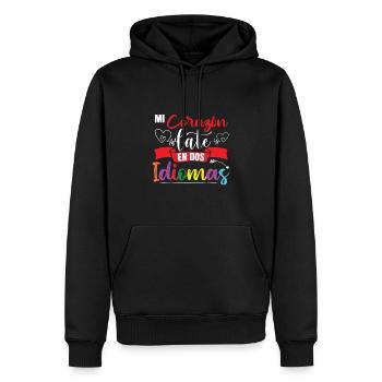 Ecole Professeur d’Espagnol Bilingue - Sweat à capuche Premium bio Homme - noir - Devant - Nico (187cm)