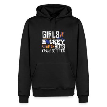 Eishockeyspielerin der Mädchen - Männer Premium Bio Hoodie - Schwarz - Vorne - Nico (187cm)